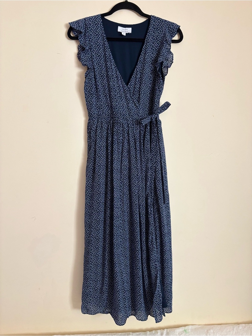 Paris Atelier & Other Stories Navy Blue Floral Midi Wrap Dress
